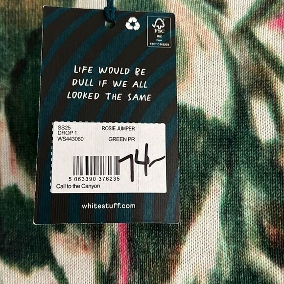 Sz. 6, NWT White Stuff Floral watercolor effect cotton Sweater, Easter - Picture 12 of 12